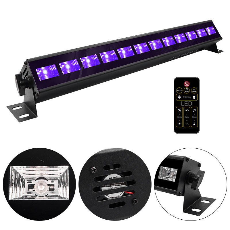 Upgraded 36W LED Black Light Bar Premium Flood Light Plug Switch 5ft Cord 21x21ft Area Coverage Halloween Glow Stage Lighting