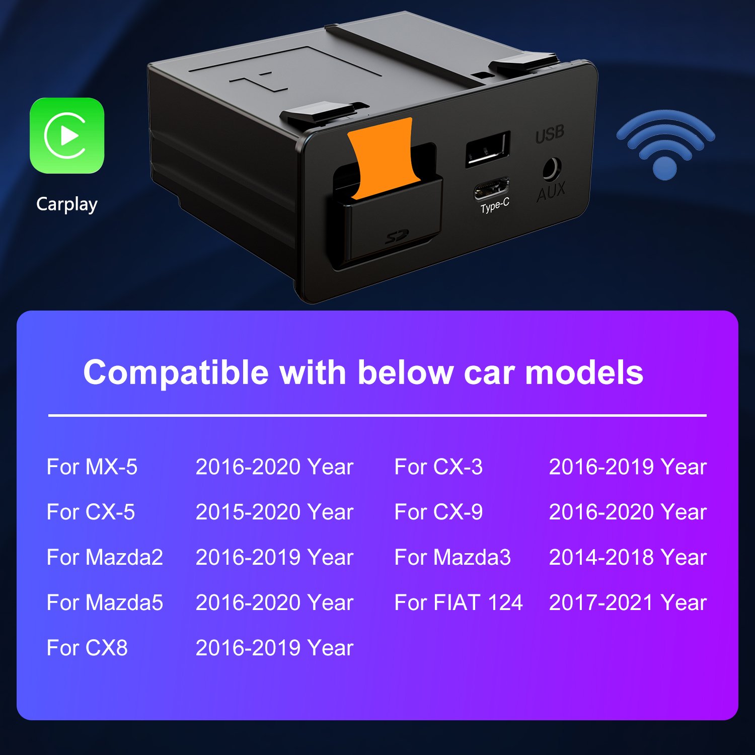 Mazda CarPlay Android Auto HUB OEM Retrofit USB Kit for Mazda 2 3 6 CX3 CX5 CX8 CX9 MX5 Miata TK78669U0C-P2/2.1/3/3.1/P3.2