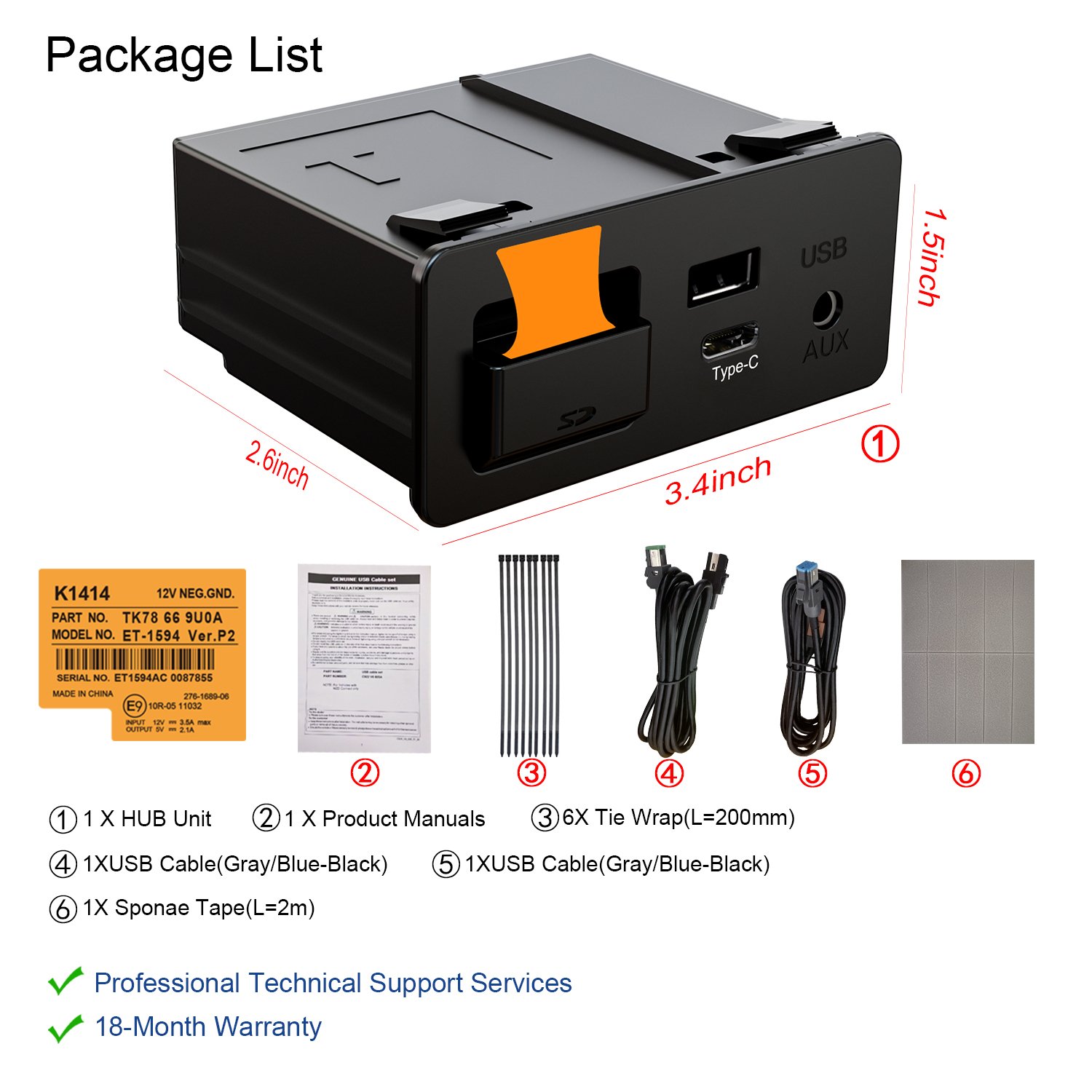 Mazda CarPlay Android Auto HUB OEM Retrofit USB Kit for Mazda 2 3 6 CX3 CX5 CX8 CX9 MX5 Miata TK78669U0C-P2/2.1/3/3.1/P3.2