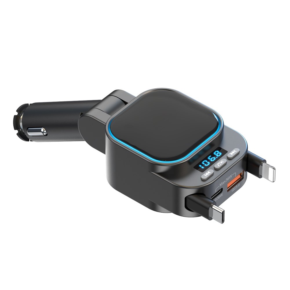 96W Car Kit with FM Transmitter Wireless Bluetooth 5.0 Fast Charger Hands-Free BC97-Multipurpose Car MP3 Player Adapter