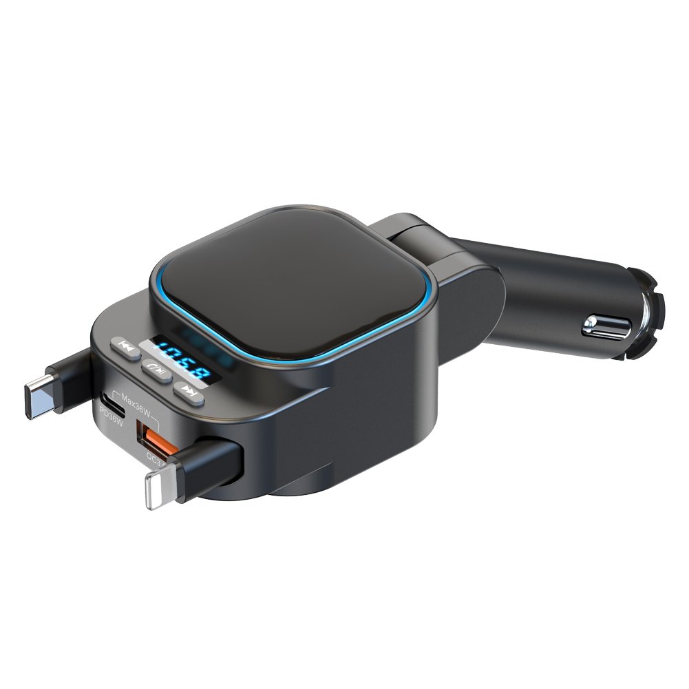 96W Car Kit with FM Transmitter Wireless Bluetooth 5.0 Fast Charger Hands-Free BC97-Multipurpose Car MP3 Player Adapter