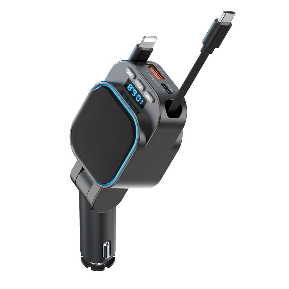 96W Car Kit with FM Transmitter Wireless Bluetooth 5.0 Fast Charger Hands-Free BC97-Multipurpose Car MP3 Player Adapter