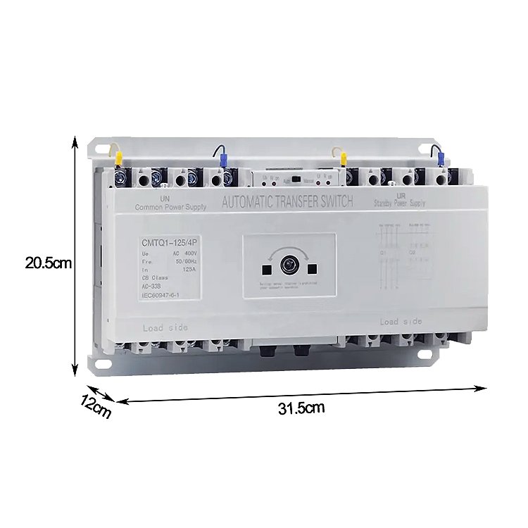 Din Rail Mount Automatic Transfer Switching 63a 3/4pole Ats Panel Ac 400v 16~1250amp Auto&manual Changeover Switch for Generator