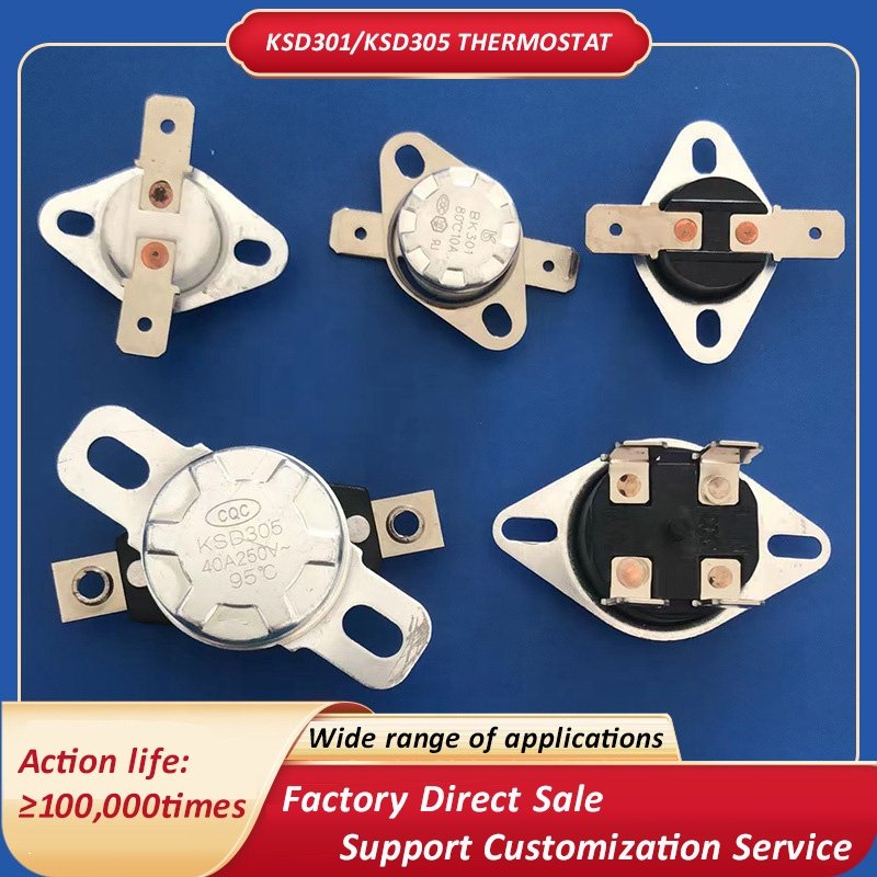 Normally Close Ksd301 Manual Reset 30 to 200 Degree Thermostat 16a Bimetal Motor Control Thermostat