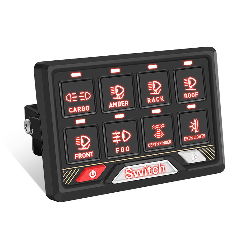 8 Gang Switch Panel 12V 24V Truck Marine Boat Car SUV Universal Off Road Lights LED Switch Panel