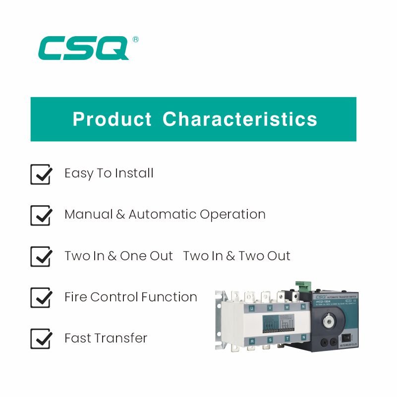 CSQ OEM ODM 3P/4P Dual Power Manual Automatic Changeover Ats Transfer Switch for Generator Power Auto Transfer Switch