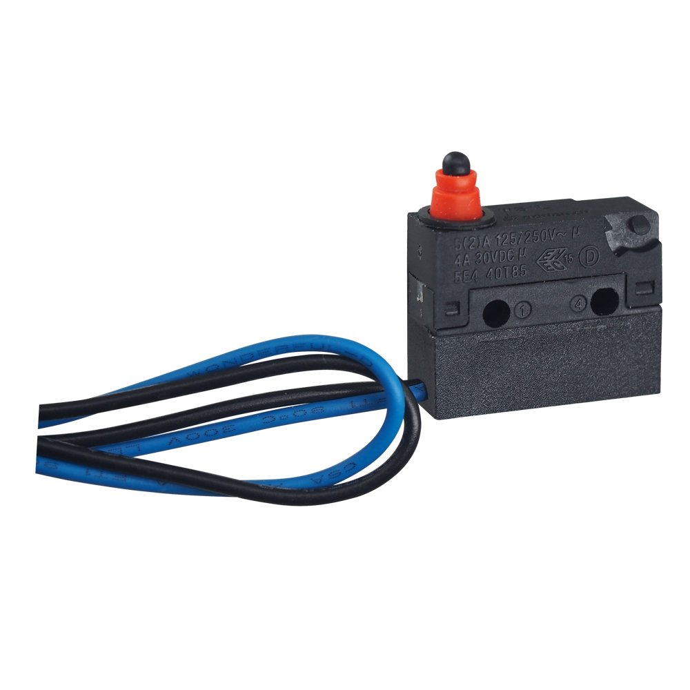 5A 2Pin Snap Action Microswitch IP67 Waterproof Micro Switch SPST NC NO Micro Switch With Custom Wire