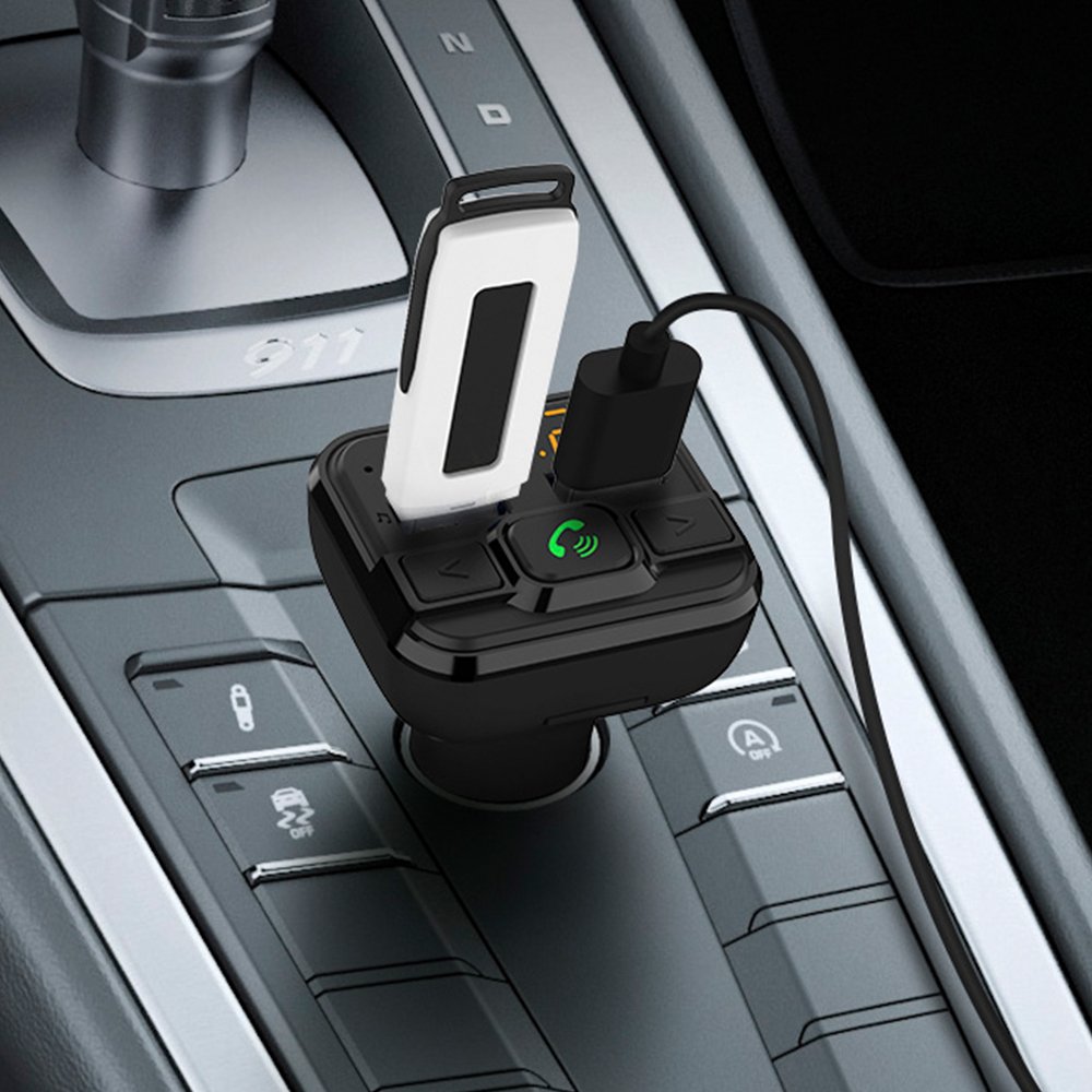 BT21 Car Wireless FM Transmitter for Car Stereo Handsfree MP3 Player with Dual USB Charger for Phone
