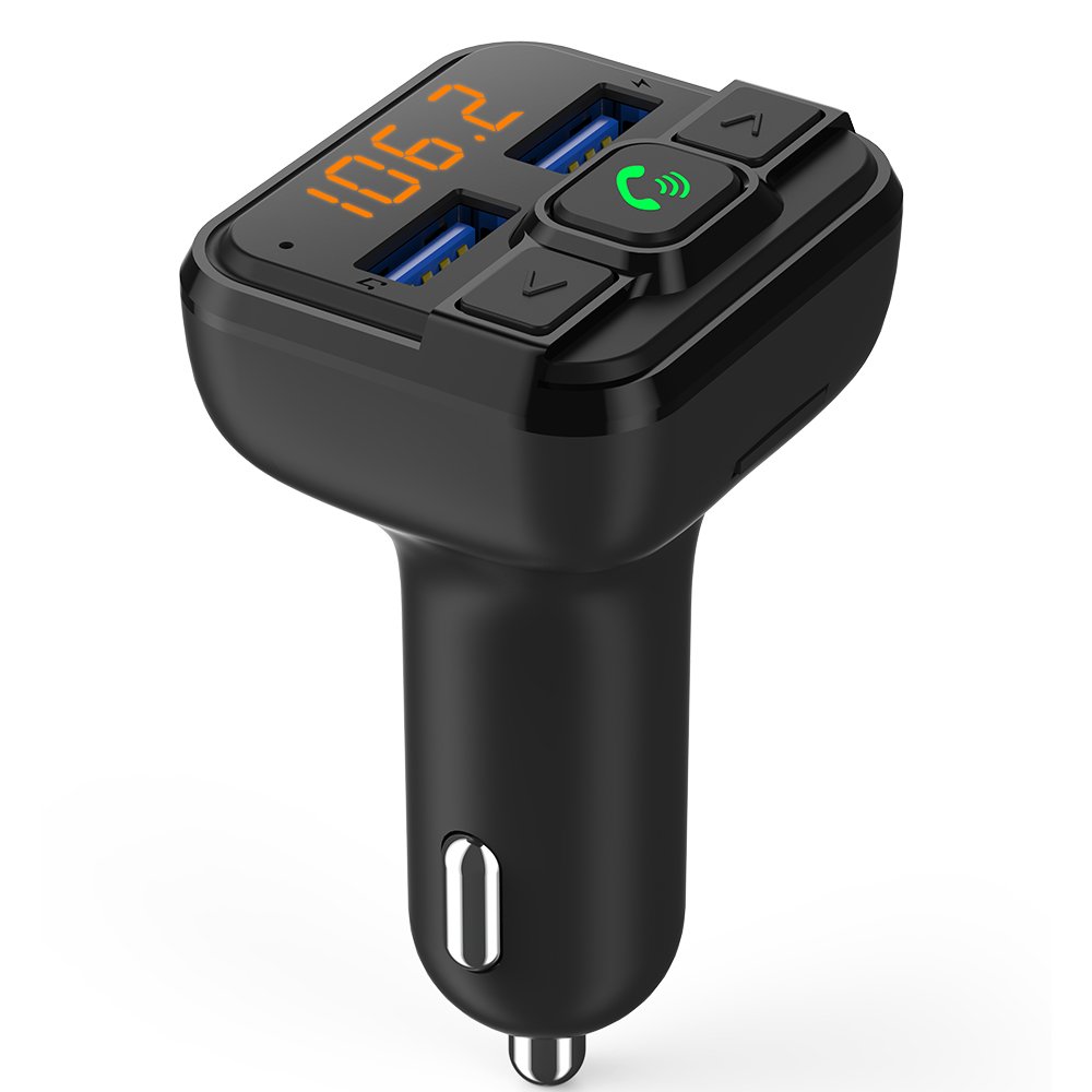 BT21 Car Wireless FM Transmitter for Car Stereo Handsfree MP3 Player with Dual USB Charger for Phone