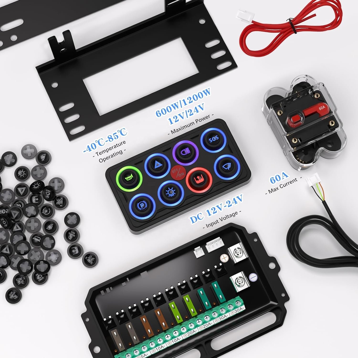Waterproof IP68 Universal Circuit Control System Relay Box 8 Way Switch Panel for Marine Car Truck Offroad ATV SUV