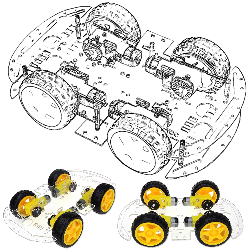 Uno R 34 wheel 4WD smart car code plate speed tracking obstacle avoidance Bluetooth remote control robot kit DIY