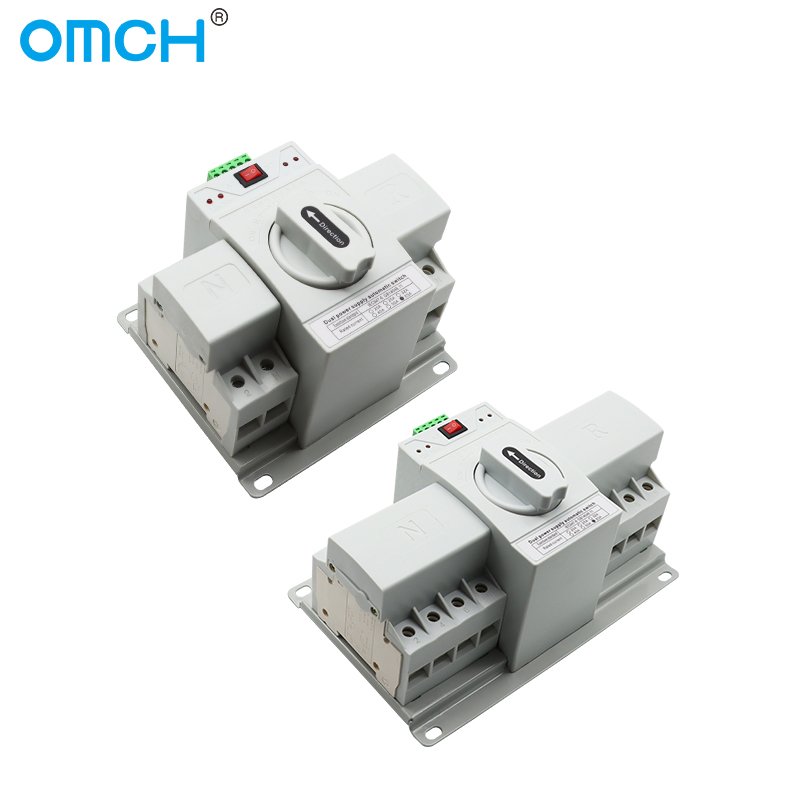 OMCH ATS Dual Power Automatic Transfer Switch 2P 4P MCB 220V 380V Auto/Manual Switching Circuit Breakers MCB 63A