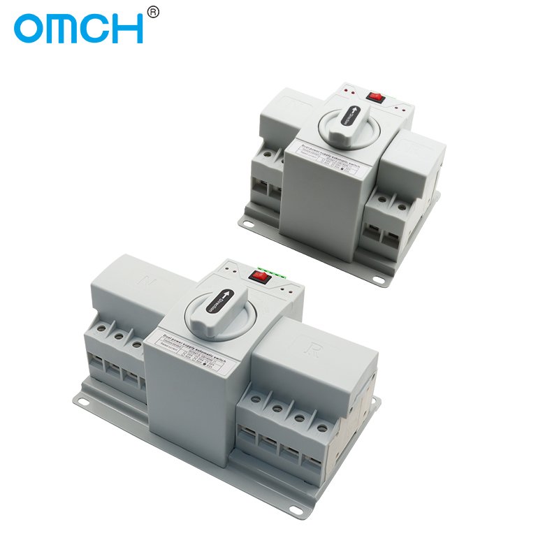 OMCH ATS Dual Power Automatic Transfer Switch 2P 4P MCB 220V 380V Auto/Manual Switching Circuit Breakers MCB 63A