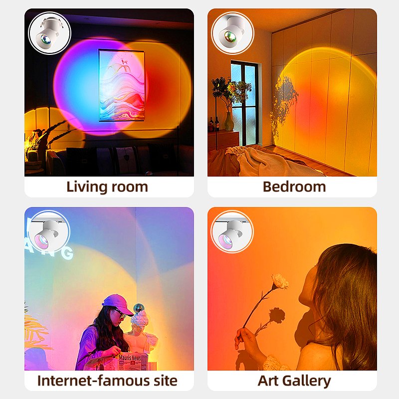 For Home Decoration Adjustable Led Atmosphere Rotation Projection Down Light Lamp Recessed Sunset Lamp/Downlight/Sunset Light