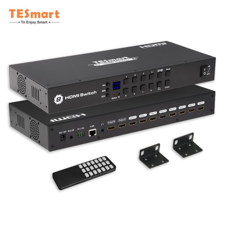 TESmart High Quality Video Switcher Input 8 Output 2 HDMI Splitter Switch Mulit-View Display 4K30Hz HDMI Switch