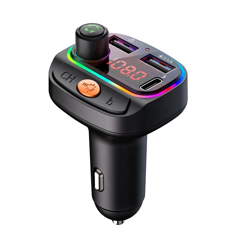 EQ Modulator Car Charger 3.1A Double USB Type-C Port Radio Fm Transmitter Bluetooth Car Kit Car Mp3 Player