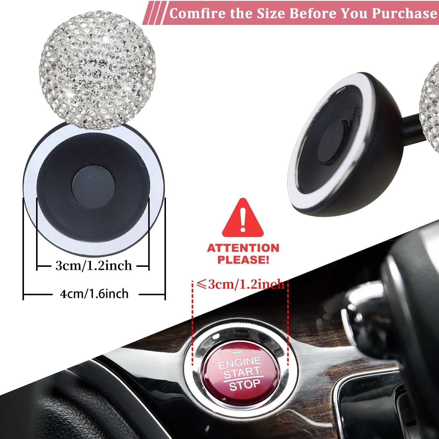 Automotive One-Touch Start Button Rocker Decorative Auto Ignition Cover Cover Start Button Ball Button One-click Start/stop