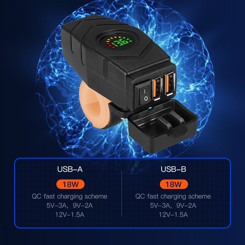 Professional Multi-Port 12V/24V Dual Port Car Charger Socket Waterproof Motorcycle Usb Power