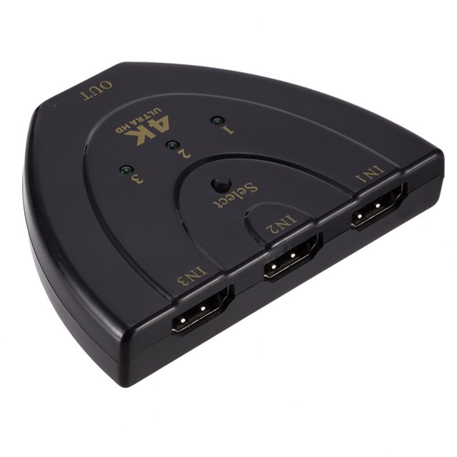 HDMI Switch 3 Port 4K HDMI Switch 3x1 Switch Splitter with Pigtail Cable Supports Full HD 4K 1080P 3D Player