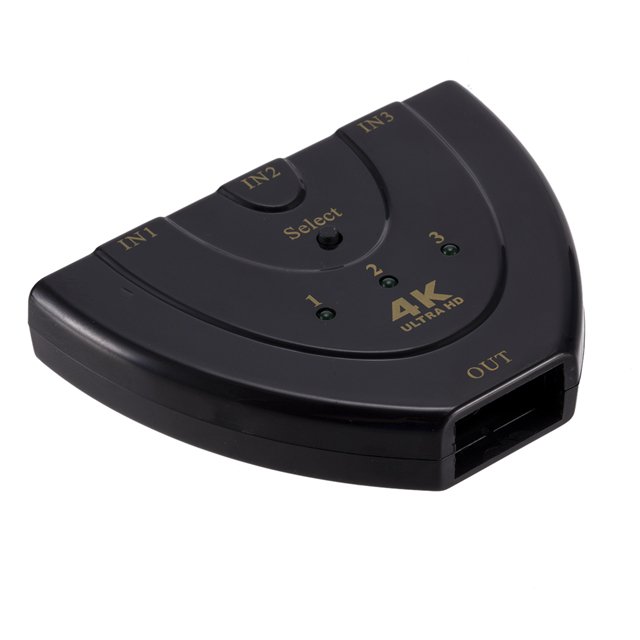 HDMI Switch 3 Port 4K HDMI Switch 3x1 Switch Splitter with Pigtail Cable Supports Full HD 4K 1080P 3D Player