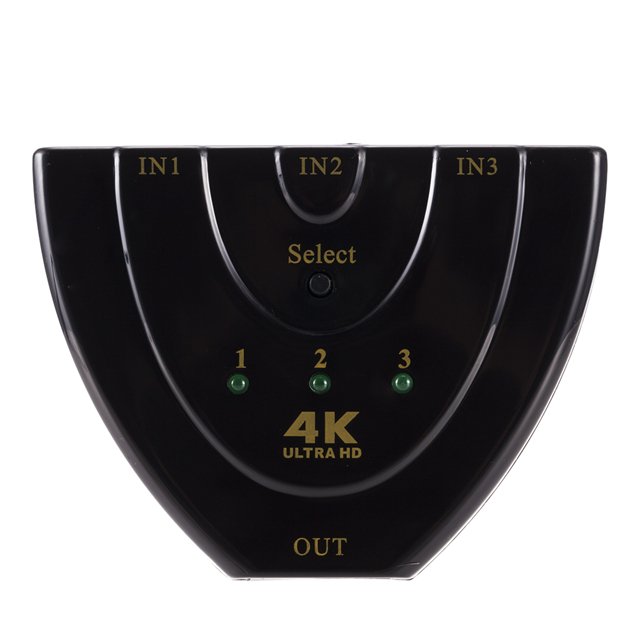 HDMI Switch 3 Port 4K HDMI Switch 3x1 Switch Splitter with Pigtail Cable Supports Full HD 4K 1080P 3D Player