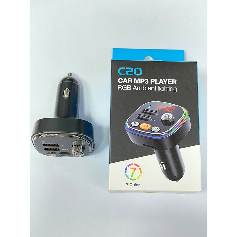 Coloful 3.1A Dual USB Car Charger Wireless BT5.0 Handsfree BT Car Kit Modulator FM Transmitter Car Mp3 Player