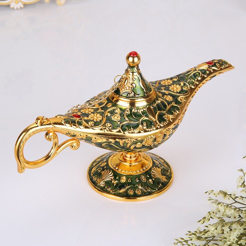 Vintage Aladdin Genie Lamp - Large Zinc Alloy Metal Collectible