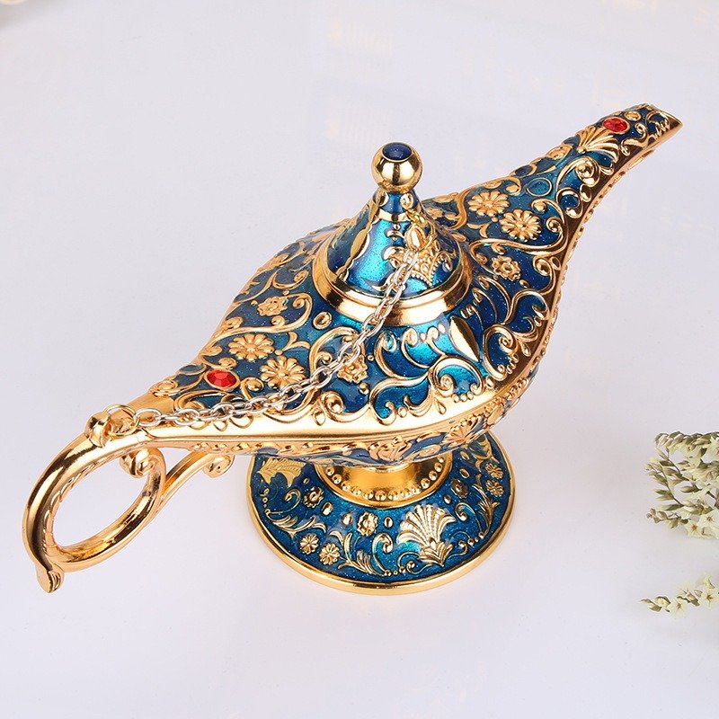 Vintage Aladdin Genie Lamp - Large Zinc Alloy Metal Collectible