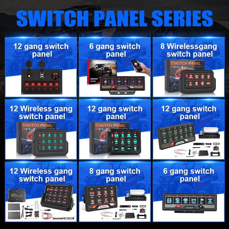 Customizable RGB 6 Gang Switch Panel 12/24 V Control Light LED Switch Panel for Off-road Lights Whip UTV ATV JEEP