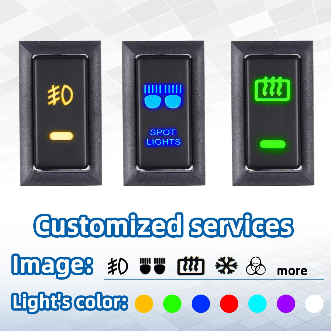 SKYEARTH on OFF Push Button Latching Dual LED Fog Light Switch With Connector Wire Kit