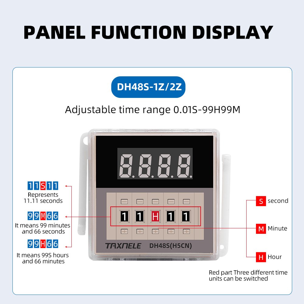DH48S-2Z DH48S-1Z DH48S-S Digital LED Timer Time Relay Switch Power on Delay AC110V 220V DC 12V 24V With Relay Base DH48S