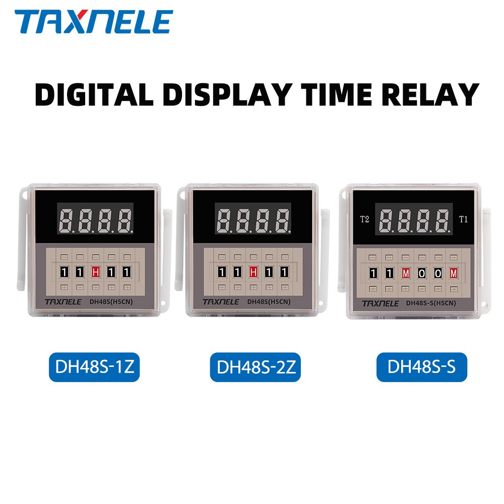 DH48S-2Z DH48S-1Z DH48S-S Digital LED Timer Time Relay Switch Power on Delay AC110V 220V DC 12V 24V With Relay Base DH48S