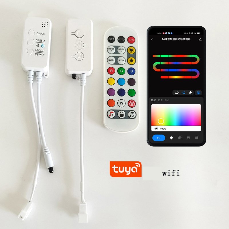 Weicao Lotus Lantern RGBIC 12V WS2811 LED Strip Lights Bluetooth Addressable Dream Color 24Key 5050 Light Strips Kit