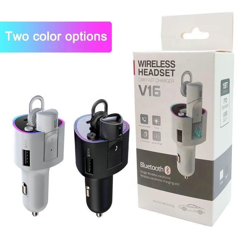 Wireless Headset Music Bluetooth Earphone Colorful Light QC3.0 Type C PD 36W USB C Fast Charging Bluetooth Handsfree Car Kit
