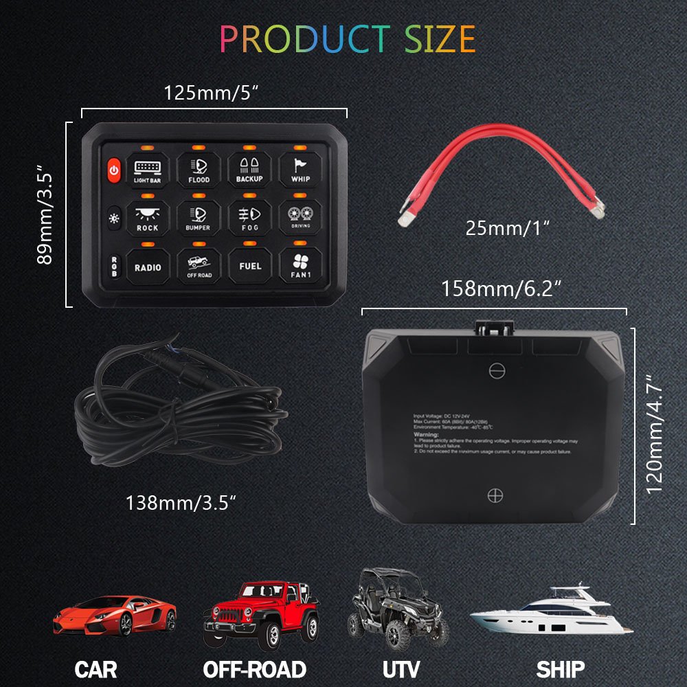Custom Touch Switch Panel 12v Fascia Vehicle Rgb Led Switch Panel for Vehicle Truck