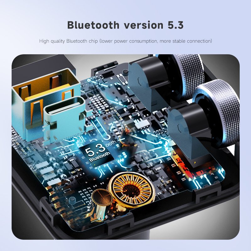 MT04A Car FM Transmitter Type C PD30W 5V/2.4A Fast Charging Bluetooth Car Kit Handsfree Calling Car Bluetooth 5.3 FM Transmitter