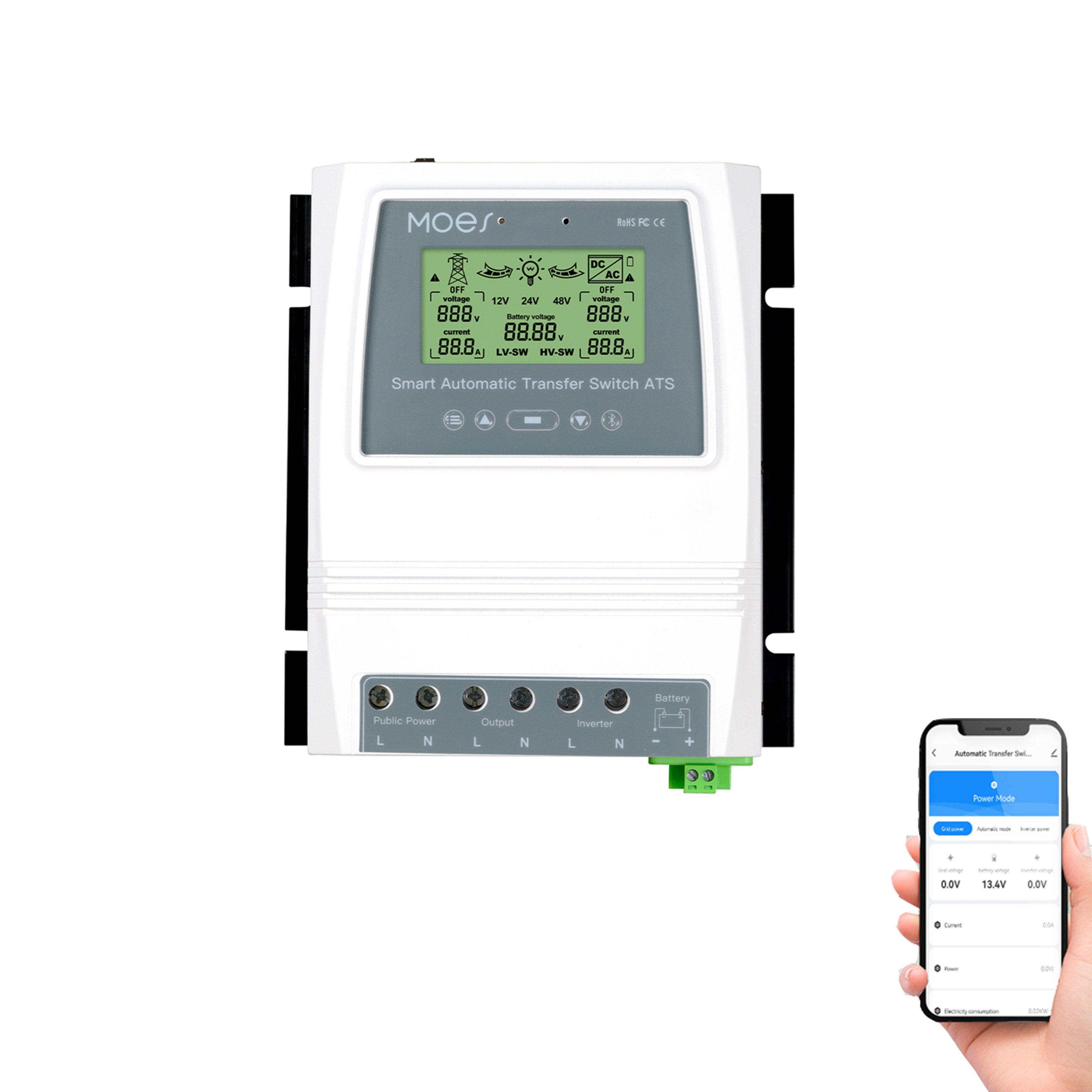 80A Automatic Transfer Switch Controller Blue Tooth Tuya Smart Wireless Remote Monitoring ATS Dual Power Changeover Switch