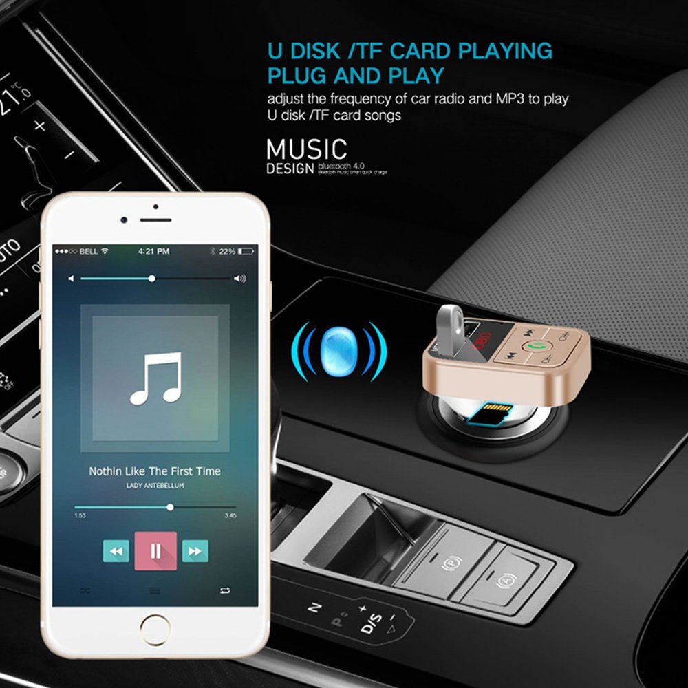 Car 5.0 Bluetooth-MP3 Player Bluetooth-kit 3.1A Dual USB Port Phone Charger Wireless FM Transmitter