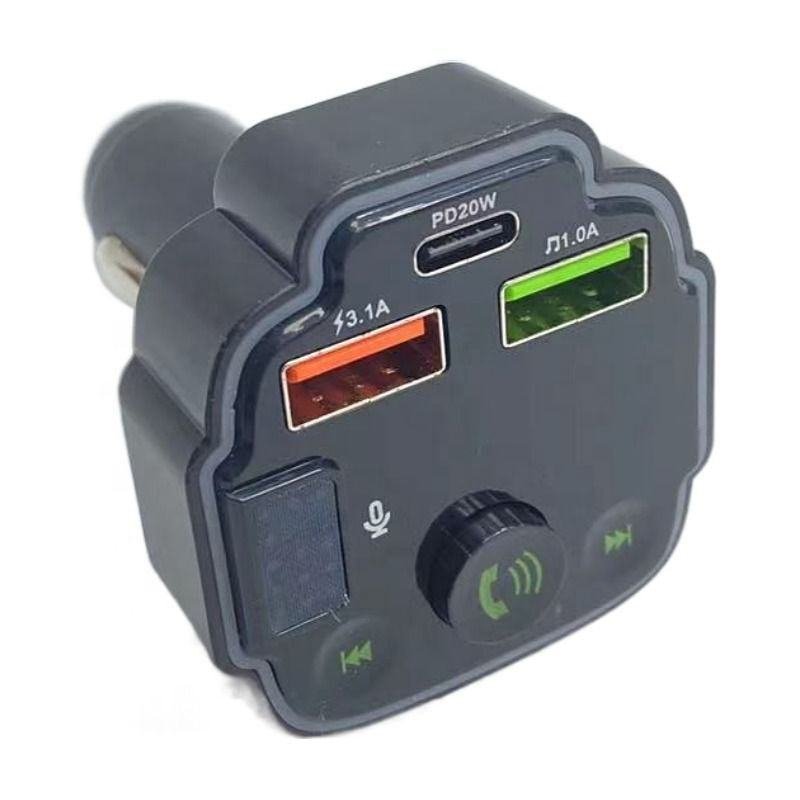 Q8 Car Charger FM Transmitter Car MP3 Player with USB Stereo TF Card Bluetooth Type-C Car Charger & Hands-Free Kit