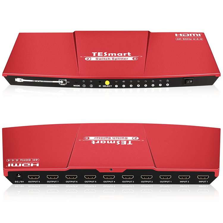 TESmart OEM ODM 2 in 8 Out HDMI Divisor Splitter 4k HDR EDID 4K60Hz Home Audio Video & Accessories Amplifier HDMI Splitter