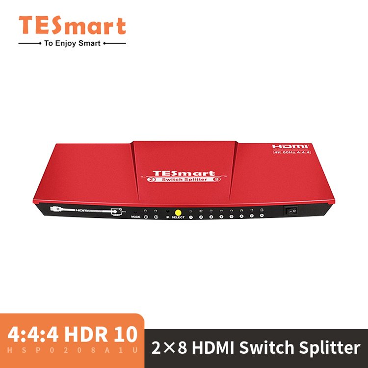 TESmart OEM ODM 2 in 8 Out HDMI Divisor Splitter 4k HDR EDID 4K60Hz Home Audio Video & Accessories Amplifier HDMI Splitter