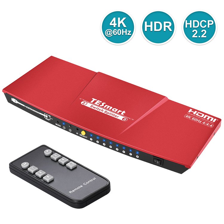 TESmart OEM ODM 2 in 8 Out HDMI Divisor Splitter 4k HDR EDID 4K60Hz Home Audio Video & Accessories Amplifier HDMI Splitter
