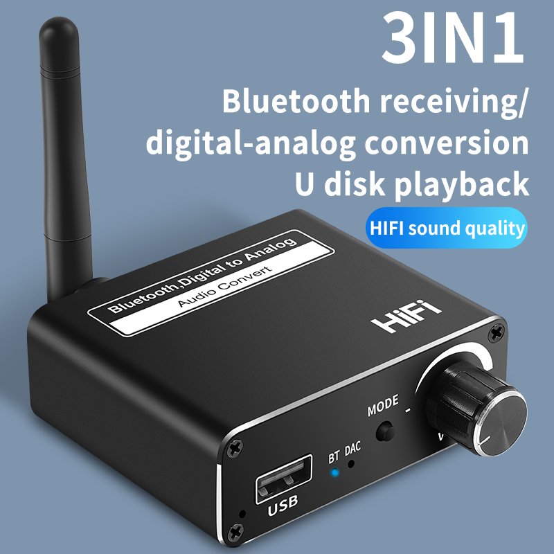 D18 HIFI Computer Laptop Audio Data Receiver Bluetooth 5.0 Audio Receiver 3.5mm Jack Type-C USB PC TV Adapter DAC Converter