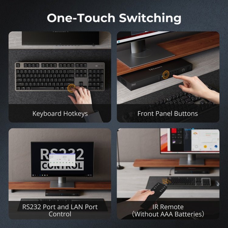 TESmart 16 Port KVM Switch Support 4K60HZ USB 2.0 Hot Plug Hot Key RS232 LAN Port Control EDID 16x1 HDMI Video Switcher