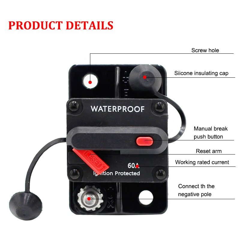 48V 60A Manual Reset Marine Bus Truck Audio Dc Circuit Breaker