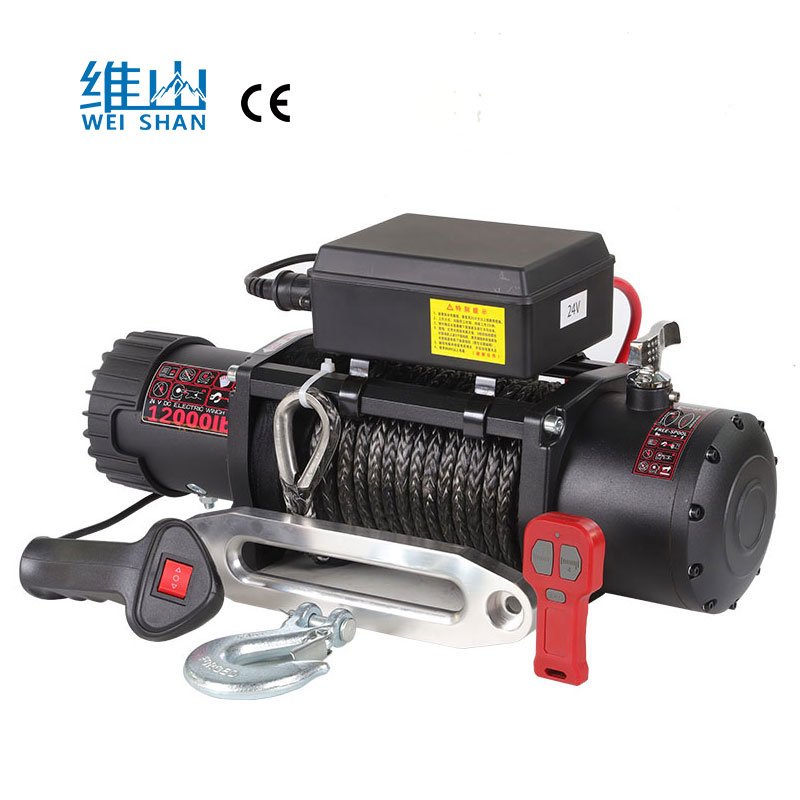 12v24v 13500lbs 4wd Electric Winch for Sale 4x4 Synthetic Rope Self Rescue Steel Cable Electric Winch Water Proof Ip67 for Car