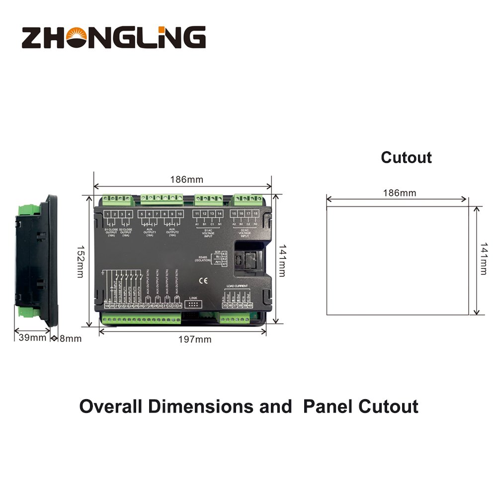 ZHONGLING Manufacture Diesel Engine Starter Controller Ats Direct Smartgen Genset Controller ATS700