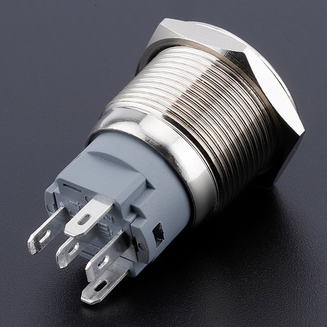 Momentary Push Button Switch Metal Auto Reset Ultra Thin Waterproof with LED 19mm Short Touch Push Button Momentary Tact Switch