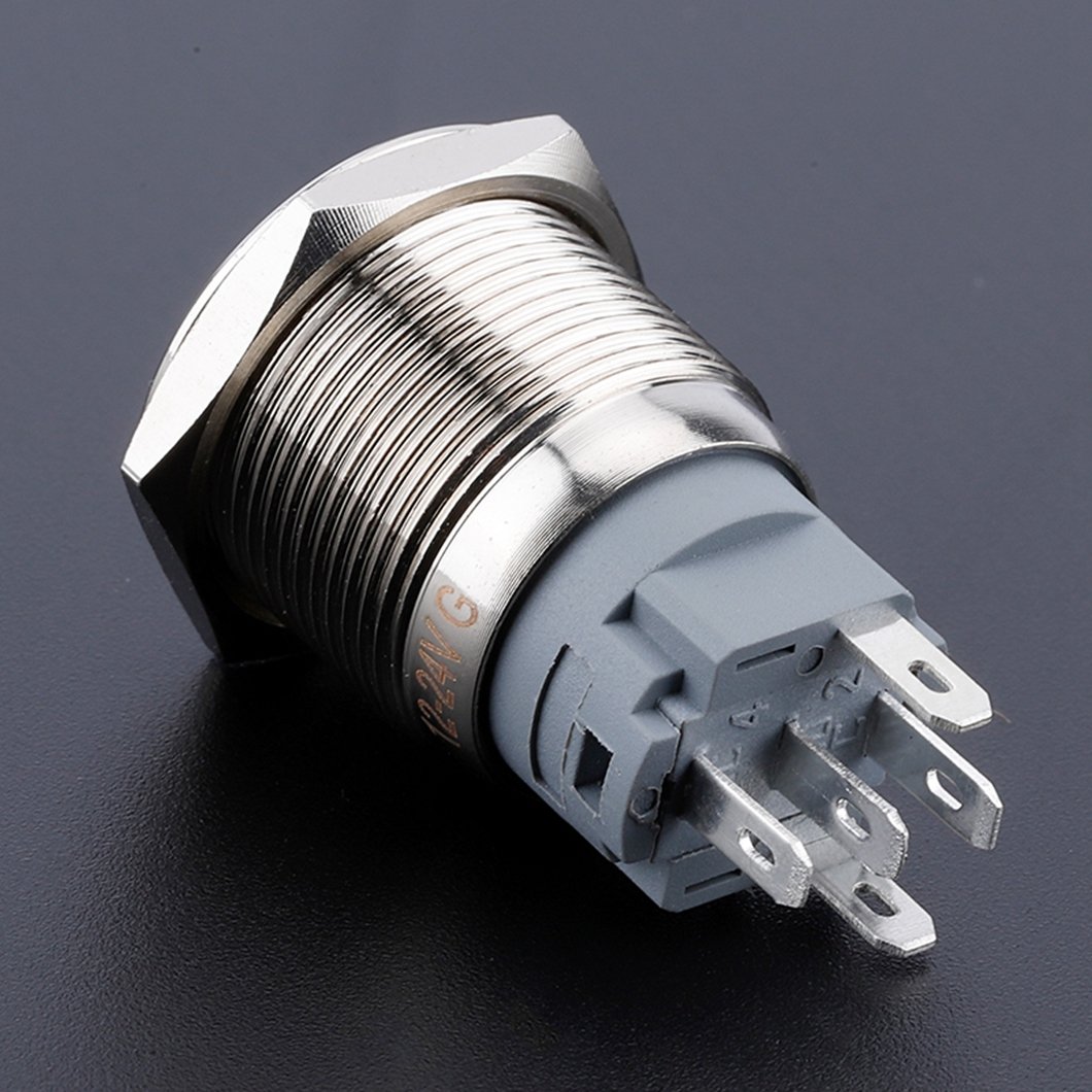 Momentary Push Button Switch Metal Auto Reset Ultra Thin Waterproof with LED 19mm Short Touch Push Button Momentary Tact Switch