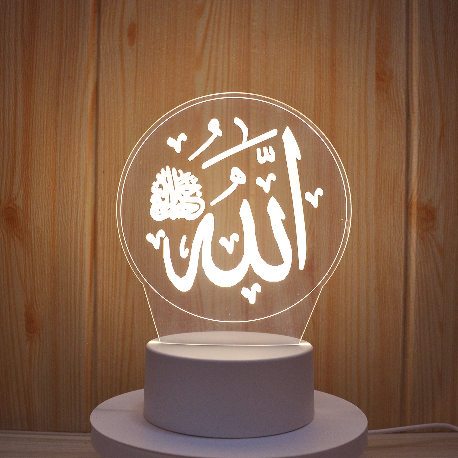 Muslim Allah Cheap 3D Illusion Night Lamp Islam Bedside Muhammad Modern Table Lamps Visual Acrylic Decorative Led Night Lights